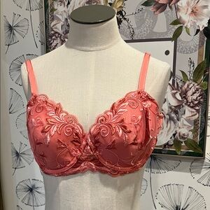 Soma 36C Elegant Lace Embroidered Bra - Pink